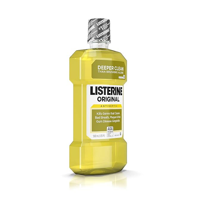 Listerine Original Oral Care Antiseptic Mouthwash with Germ-Killing Formula to Fight Bad Breath, Plaque and Gingivitis, 500 mL