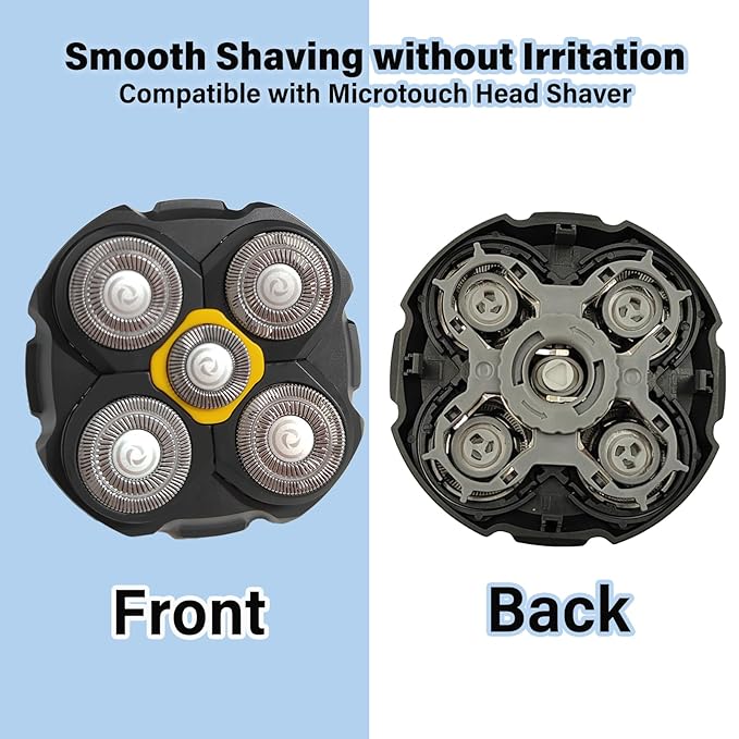 Replacement Heads Compatible with Microtouch Titanium Electric Head Shaver, Titanium Razor Replacement Blades for Micro Touch Head Shaver, Hypoallergenic Hair Clippers Blades for Bald Men - 3 Pcs