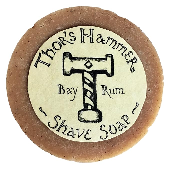 Bay Rum Shaving Soap, Thor's Hammer Bay Rum Wet Shaving Soap Puck, All Natural, 3.4 oz