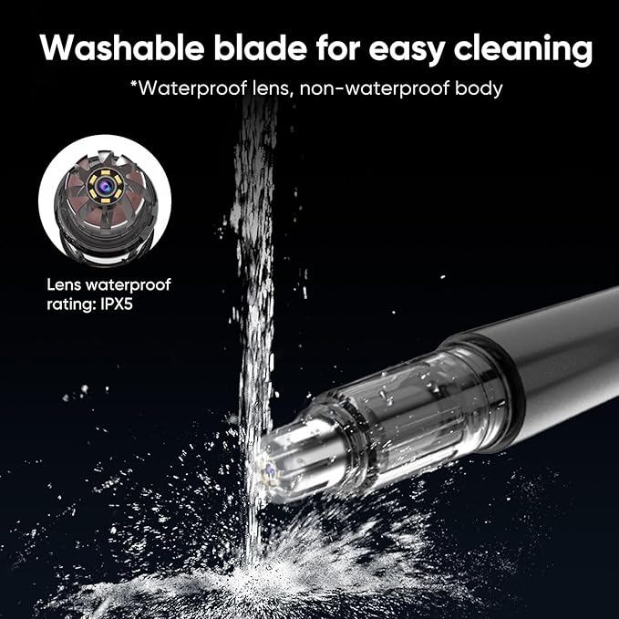 Ear and Nose Hair Trimmer for Men and Women, Visual Nose Hair Trimmer HD Camera, Compatible Android and iOS, USB-C Charging, Travel Trimmer, Dual Edge Blades for Easy Cleansing (Gray)