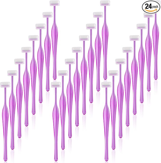 ANCIRS 24 Pack Eyebrow Trimmer Razors for Women Makeup, Facial T Shape Shaver Tool for Eye Brow, Stainless Steel Eyebrow Trimming Kit for Girls- Purple