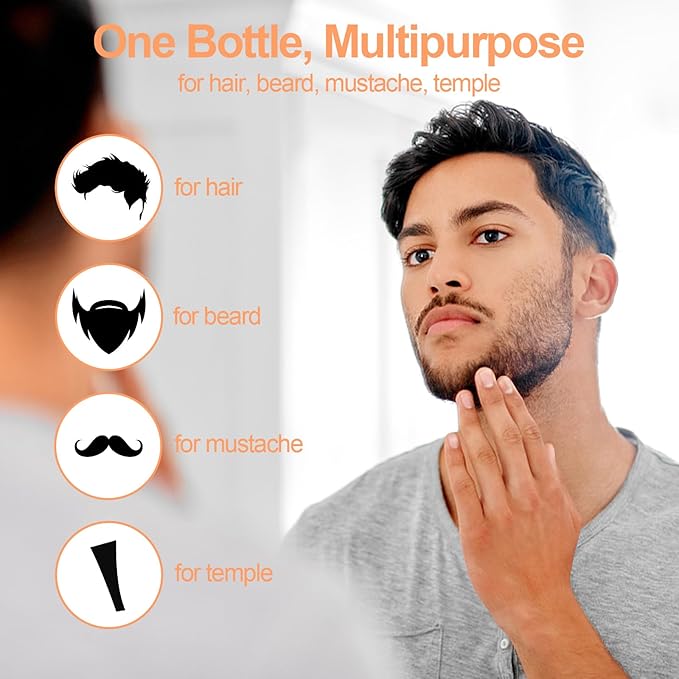 Men's Brown Beard Dye, Dark Brown Hair Dye for Gray Hair Coverage, 3 in 1 Hair Dye Shampoo, Mustache & Beard Dye for Men, Quick & Easy to Use at Home, Long Lasting Beard Color for Men 200ML