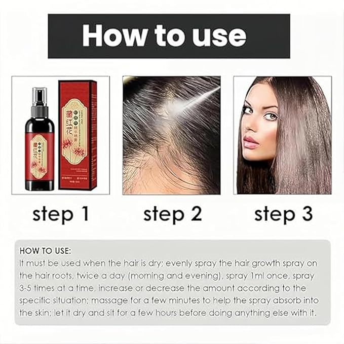 Saffron Hair Blackening Spray, Saffron Hair Spray, 𝐒affron 𝐇air Growth 𝐒𝐩𝐫𝐚𝐲, 𝐒affron Herbal Essence 𝐒𝐩𝐫𝐚𝐲 100ml, Volumizing Thickness Anti-𝐇air Loss (1 Pc)