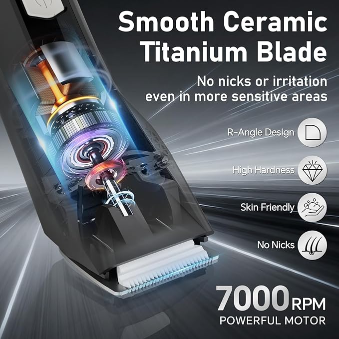 Body Hair Trimmer for Men, 3 in 1 Electric Ball Groin Razor Shaver, Pubic Hair Trimmer for Wet/Dry Use, Cordless Charging Mens Groomer Kits with Led Spotlight