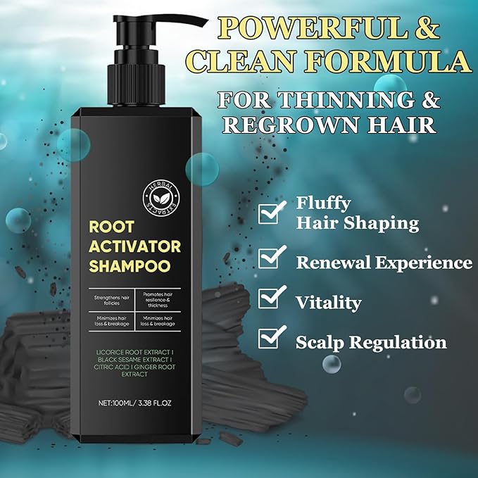 2 Pack Root Activator Shampoo for Men,Hair Growth Shampoo for Hair Loss and Thinning Hair,Thickening & Nourishing for All Hair,Natural Formula for Men and Women