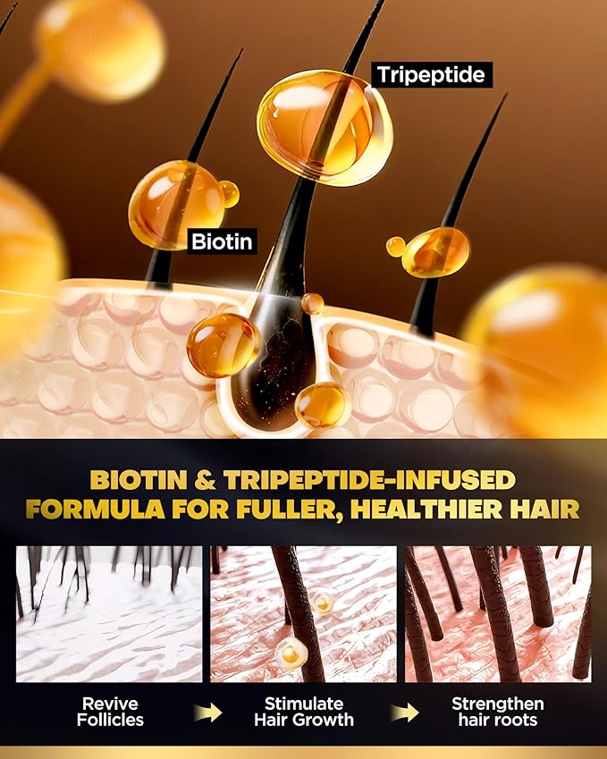 Tripeptide-Infused Biotin Hair Growth Shampoo and Conditioner Set, Onion Anti-Loss Volumizing Moisturizing Treatment for Soft Shine Hair, Rosemary Dandruff Routine Shampoo for Men and Women, 2x16.9oz