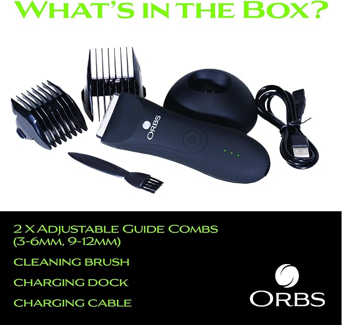 Orbs™ Electric Trimmer for Men, Premium Ball Trimmer/Shaver for Men, Waterproof Groin and Body Shaver Groomer, Replaceable Ceramic Blade Heads,100 Min Battery Life