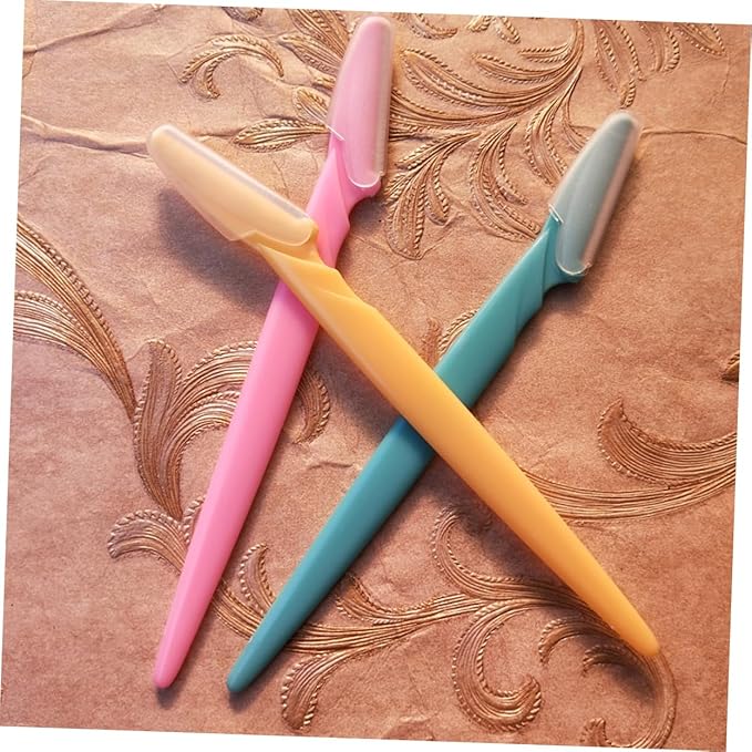 FOMIYES 24pcs Professional Eyebrow Razor Stainless Steel Shaver Hair Trimmer Grooming Tool Easy Control Travel Random Color