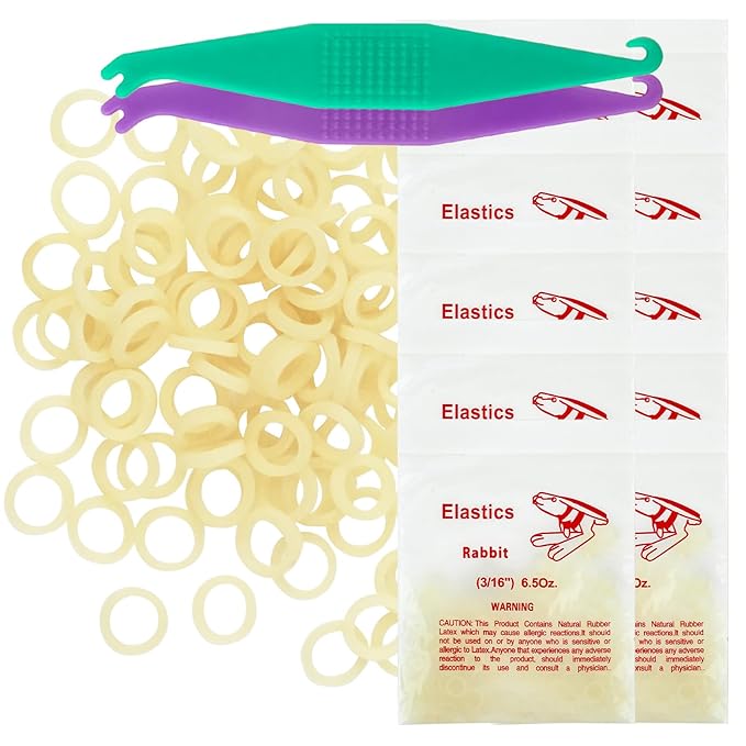 Orthodontic Rubber Bands for Braces 3/16'' Heavy 6.5 oz, 1000 Pcs Dental Intraoral Elastic Bands with 2 Tools