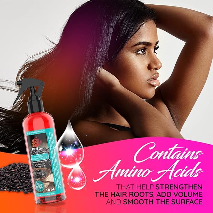 Uhuru Naturals Fermented Black Rice Water - Contains All-Natural Ingredients Detangles and Smoothens Hair Promotes Shine Helps Repair Damage and Restore pH Balance Improves Overall Hair Condition