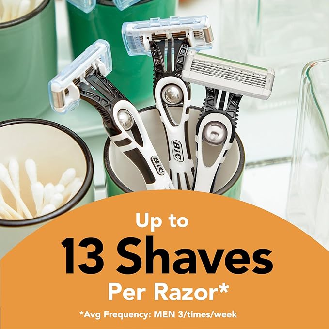 BIC Flex 5 Sensitive Men's Disposable 5-Blade Razors, Comfortable Shave, 5-Pack
