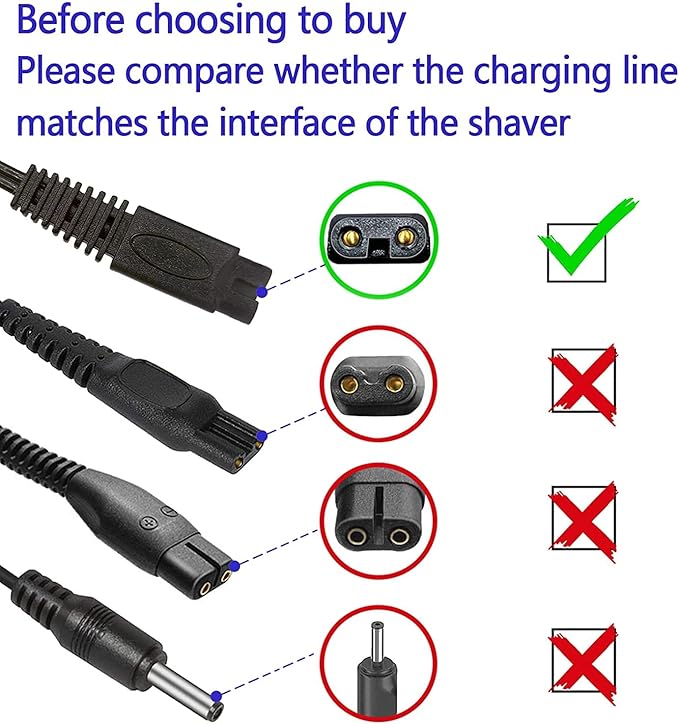 2PCS Shaver Charger for Solo Men's Rechargeable Full Body Hair Trimmer Replacement Electric Shaver Charging Cable 5V USB Charger with Cleaning Brush (2 Packs)