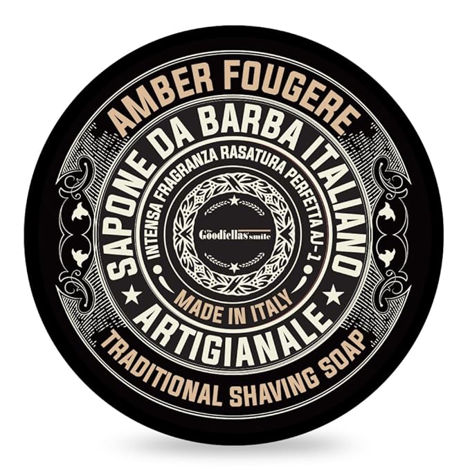 The Goodfellas smile, Amber Fougere (Lavender & Sandalwood) Shave Soap and Afltershave Splash Bundle, Made in Italy