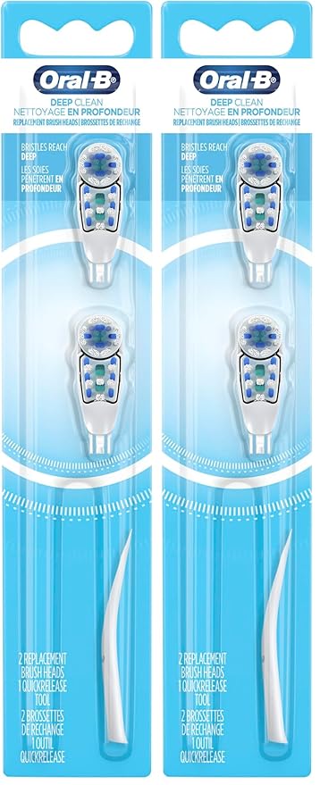 Oral-B Deep Clean Battery Powered Toothbrush Replacement Brush Heads Refill, Soft, 2 Count (Pack of 2)