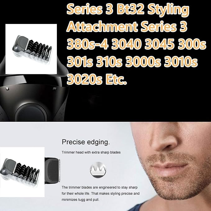 Electric Shaver Trimmer Replacement Head For Braun Series 3，6pcs Comb Trimming Set Suitable for Braun Series 3 Bt32 Styling Attachment Series 3 380s‑4 3040 3045 300s 301s 310s 3000s 3010s 3020s Etc.