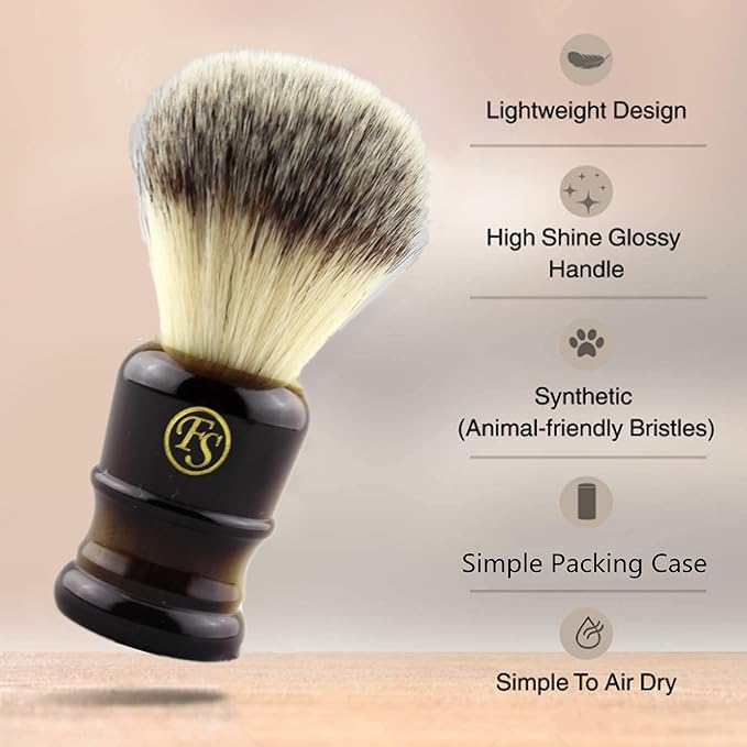 Shaving Brush for Men, Extra Density Chrome Synthetic Best Brush with Classic Black Handle Knot 24mm Shaving Hair Salon Tool Gifts for Fathers Day