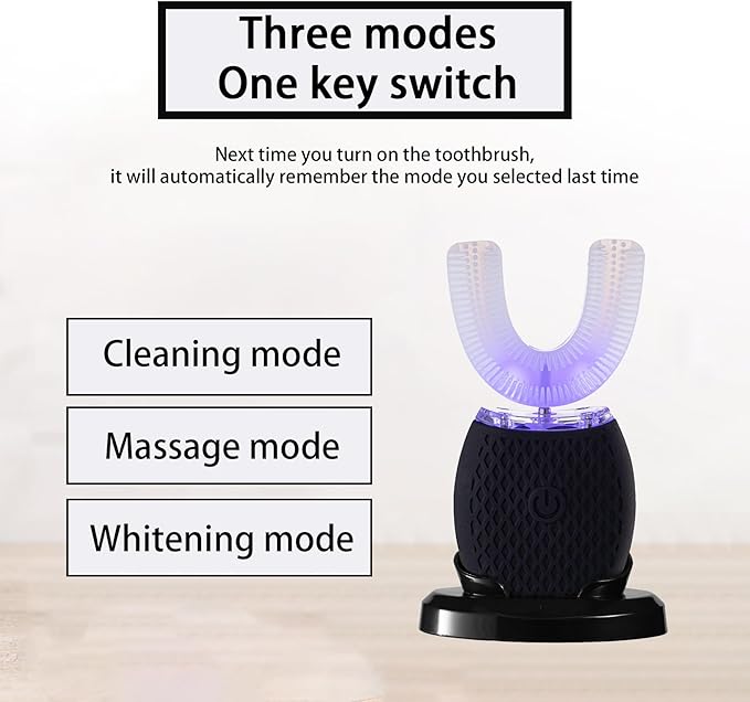 Ultrasonic Toothbrush for Adults - Automatic Electric Toothbrush 30s Timer,Rechargeable Portable Washable Design Soft Bristles,Wireless Charging Ideal for Travel & Home Use (Black)