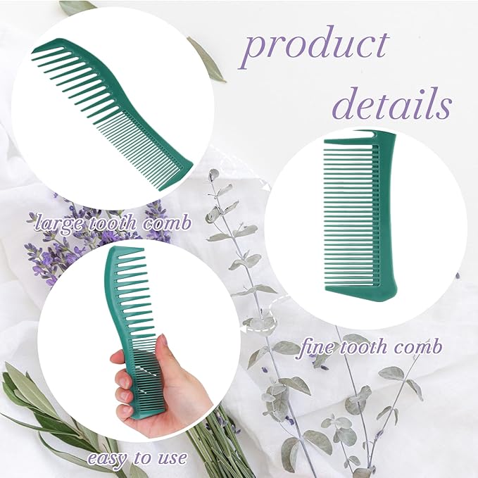 Mozeat Lens Hair Comb, 2 PCS 7 Inch Double Tooth Hair Dressing Comb for Women and Men, Professional Fine Wide Tooth Dresser Comb for All Hair Types, Beard and Mustache