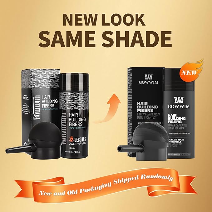 gowwim Hair Fibers with Spray Applicator Pump 2-in-1 Kit for Thinning Hair, Naturally Thickening Spray Fibers Waterproof Long-Lasting Grey Coverage Touch up for Bald Spot Cover up for Women & Men