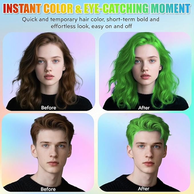 Green Hair Spray【Instant Color】【Skin Friendly】【Easy To Clean】【Large Capacity】Washable Hair Color Spray For Women/Men 4.06 oz，08 Green
