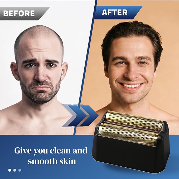 Professional 5 Star Series Finale Shaver Replacement Foil and Cutter Bar Assembly Compatible with Shaver Foil 7031-100, 7043-100 Super Close Shaving Replacement Heads (Black 4 Pack)