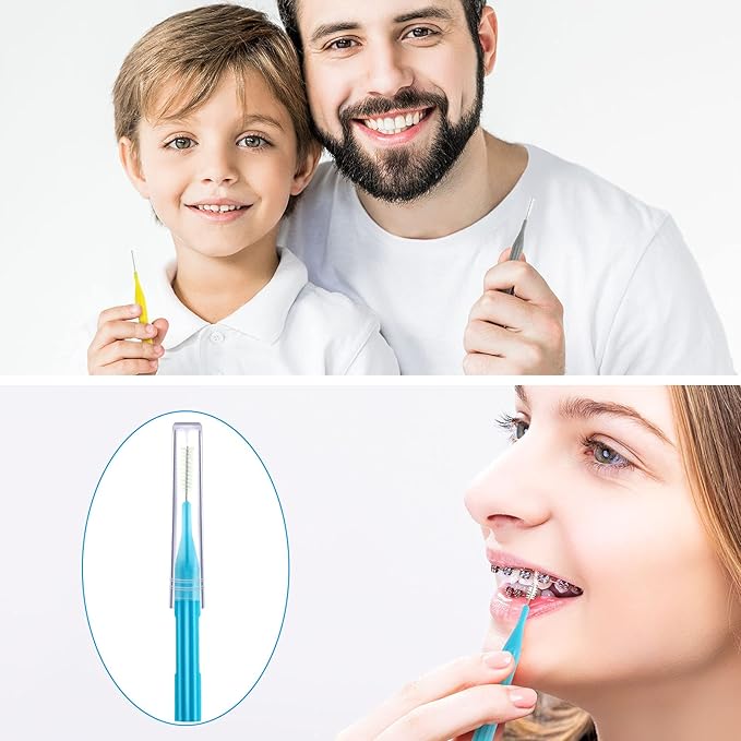 Patelai 50 Pieces Braces Brush for Cleaner Interdental Brush Between Teeth Toothpick Flosses Dental Flossing Head Oral Hygiene Tooth Cleaning Tool (Assorted Color)