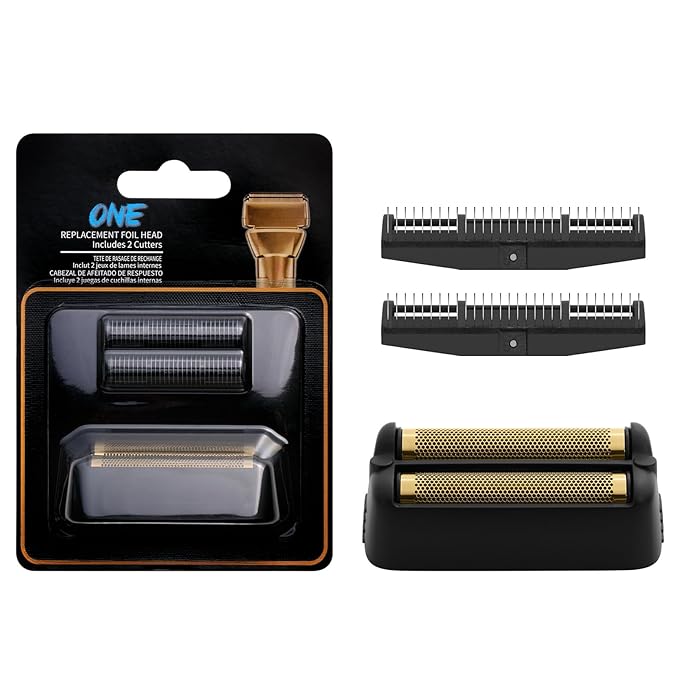 FX79RF2MB Replacement Foil and Cutters for BaBylissPRO FXONE Double Foil Stick Shaver, Hypoallergenic Extra-close Shaver Replacement Head, Matte Black