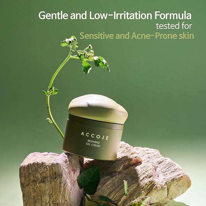 ACCOJE Reviving Gel Cream, Hydrating and Soothing Moisturizer for Sensitive Skin, Supports Skin Barrier and Reduces Visible Redness with Jeju Botanical Extracts, Korean Skincare, 1.69 fl oz
