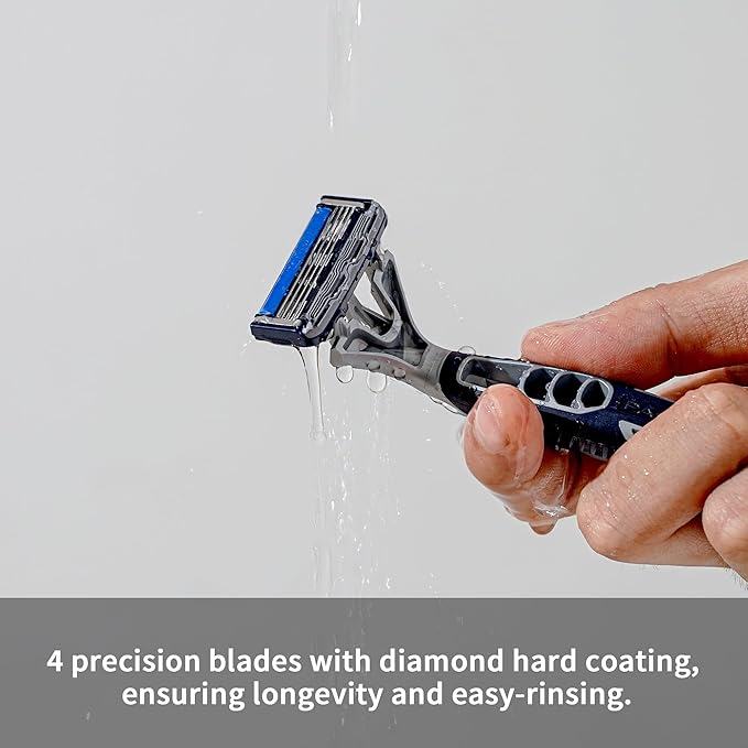 DORCO Pace Pro 4 Disposable Razors, 3 pack - Long Lasting 4 Blade Technology with a Precision Trimmer, Safety Guard Bar, Pivoting Head and Non-Slip Rubber Handle (3 Razors)