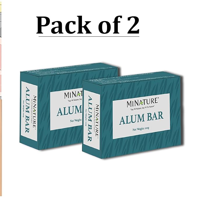 Mi Nature Pure Alum Bar 2 pack (100g*2) |Natural Phitkari Block |Potassium Alum Stone |Shaving Bar |Skin Astringent |Water Clarifier |Odor Control