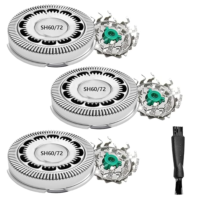 SH60/72 Replacement Head Blades Series 6000 Compatible with Philips Norelco 6000 Replacement Blades,for Series 6000 Electric Shaver Razors S6880/81,S6850/85,S6810/82,With Cleaning Brush