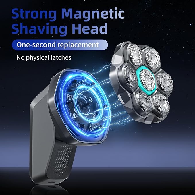 7D Head Shavers for Bald Men - kensen Dual Speed Electric Head Hair Shaver, Long Battery Life Electric Razor IPX6 Waterproof Wet/Dry Shaving LED Display Rechargeable Bald Head Shavers for Men