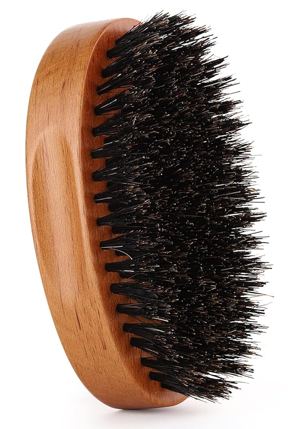PERFEHAIR Boar Bristle Beard Brush for Men, Firm Bristles Wood Hair Comb for Mustache, Thin, Short Hair - Military Style