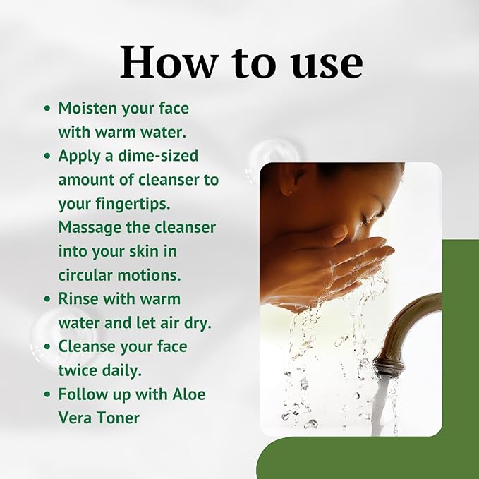 Aloe Vera Gel Cleanser, For Dry & Oily Skin. Treat & Prevent Acne, Dark Spots & Eczema. Face Wash for Men and Women.