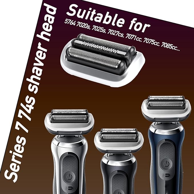 2Pcs 74S Replacement Head for Series 7 Shavers, Compatible with New Generation S7 7020s, 7025s, 7027cs, 7071cc, 7075cc, 7085cc, etc.