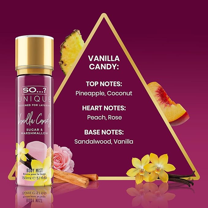 Unique Body Mist - Vanilla Candy by So…? for Women - 5.1 oz Body Mist - Pack of 3
