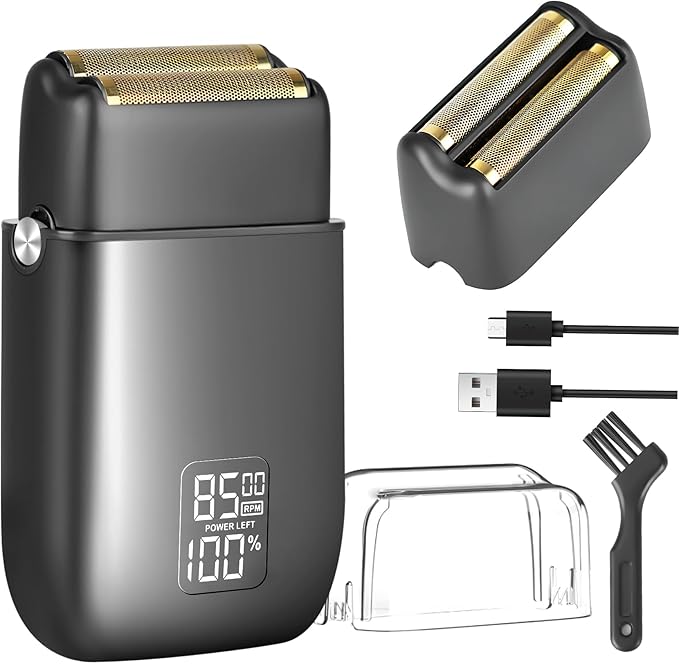Electric Razor for Men, Electric Foil Shavers, 3-Speed Foil Shaver with Double Floating Blades, IPX7 Waterproof Wet/Dry Shaver, 90 Min Runtime, LED Display, Travel Lock, Gifts for Men