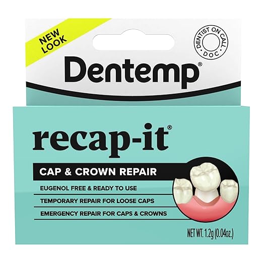 Dentemp Recap-It Cap and Crown Repair Dental Kit - Fast Acting Formula Dental Cement for Loose Caps (Pack of 1) - Temporary Cement for Crown and Bridge