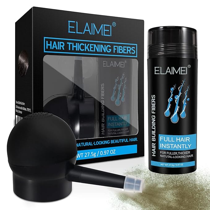 RoseFlower Hair Fibers for Thinning Hair & Spray Unisex, Stain-Proof Waterproof Undetectable Natural Instantly Conceals Thicken Thinning Balding Hair Hairline 15 Sec, Look Younger, Medium Brown
