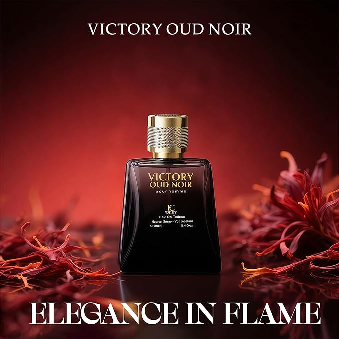 Men's Cologne Eau De Parfume Natural Spray Victory Oud Noir Perfume with Woody Floral & Fruity Masculine Scent 3.4 Fluid Ounce Long Lasting Fragrance