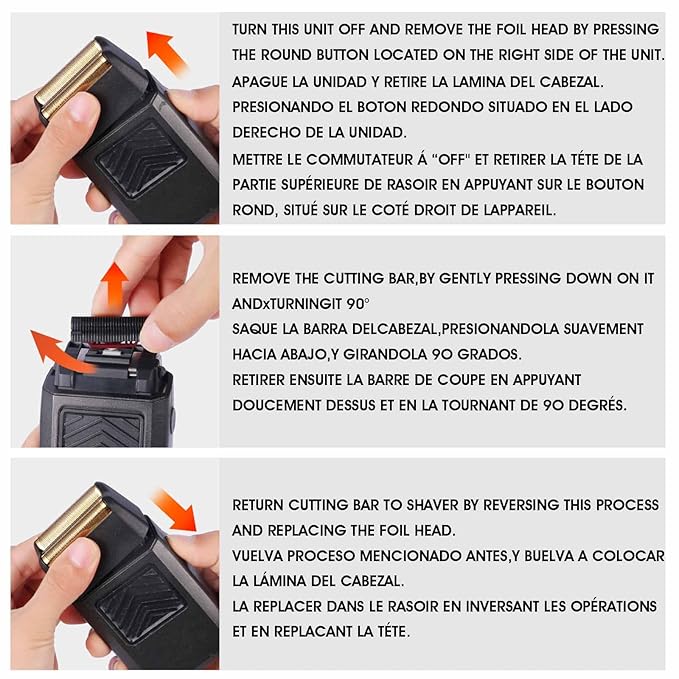 Professional 5 Star Series Finale Shaver Shaper Replacement Foil and Cutter Bar Assembly Compatible with Shaver Model 7031-100, 7043-100 Super Close Super Close Shaving Replacement Heads Black