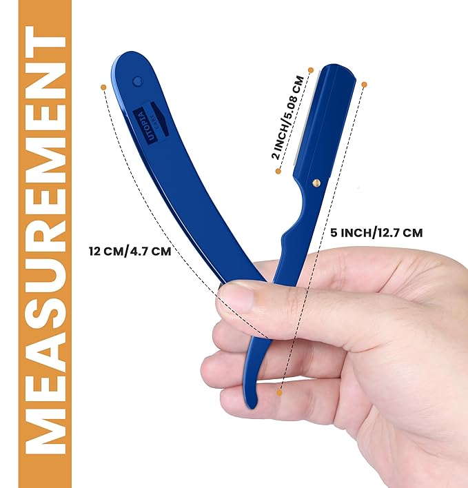 Utopia Care Professional Straight Razor for Men, Barber Straight Edge Razor Safety with 100 Pack Blades, Blue