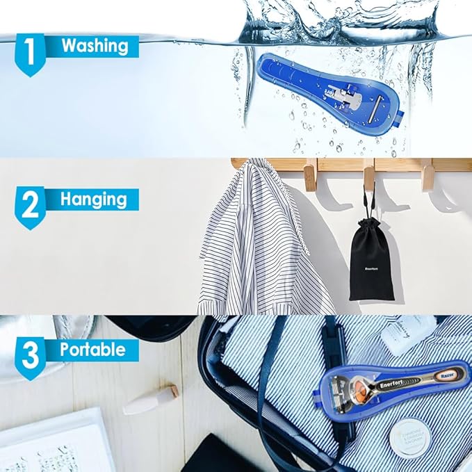 Razor Case Compatible with Gillette Proglide Fusion Men's Razor, Manual Razor Travel Protector Case with Carrying Bag - Blue