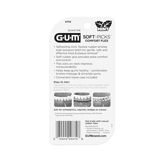GUM Soft-Picks Comfort Flex, Easy to Use Dental Picks for Teeth Cleaning Health, Disposable Interdental Brushes with Convenient Carry Case, Dentist Recommended Dental Picks, Mint, 80 Count