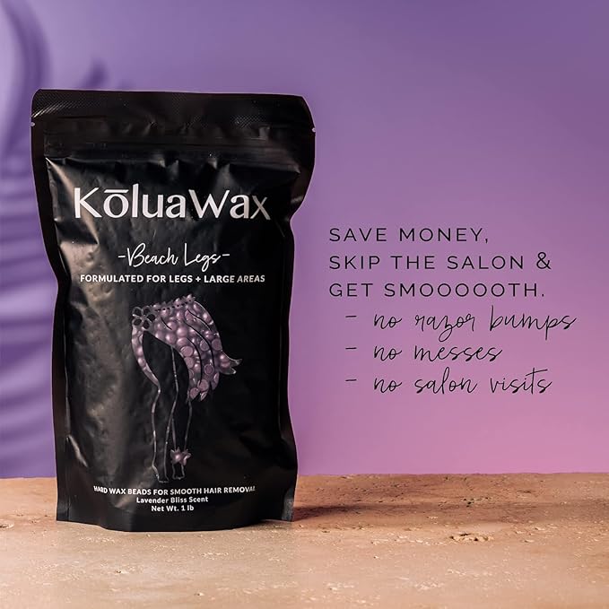 KoluaWax Hard Wax Beads for Hair Removal – Coarse Hair Formula – Face, Brazilian, Underarms, Back Chest, Bikini Waxing – Lavender Bliss, 1lb Refill for Wax Warmers & 10 Large Applicator Sticks, 2 Pack