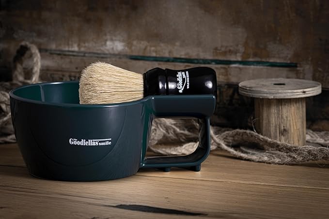 The Goodfellas' smile, Shave & Lather Bowl – Durable Impact‑Resistan Resin, Built‑In Brush Rest, 4.9″ Diameter – Perfect for Traditional Wet Shaving (Blue)