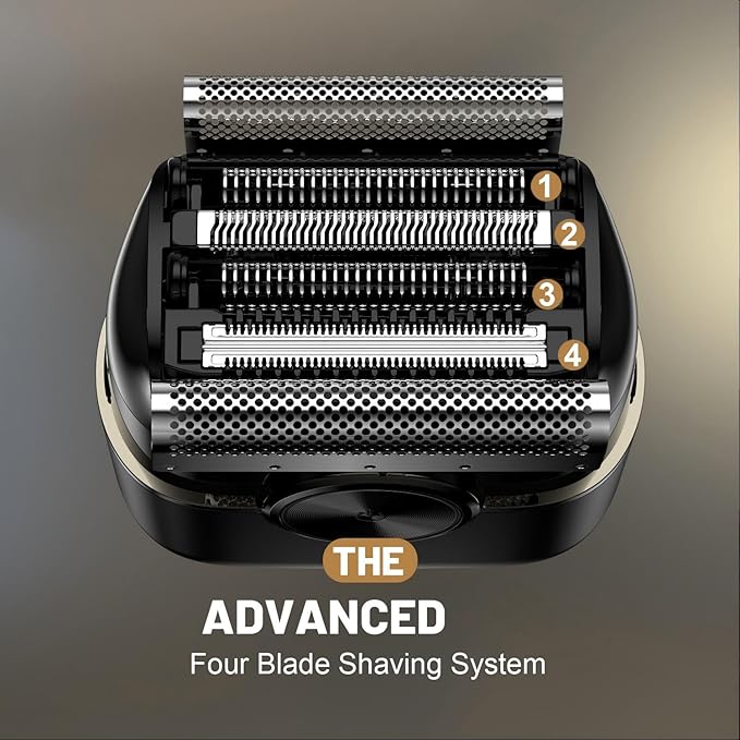 Electric Foil Shavers for Men: Mini Electric Razor with 4 Floating Blades & Big LED Display - Foil Shaver for Men with 2 Gears Adjustable - Face Shaver with IPX7 Waterproof, Valentine's Day Gifts