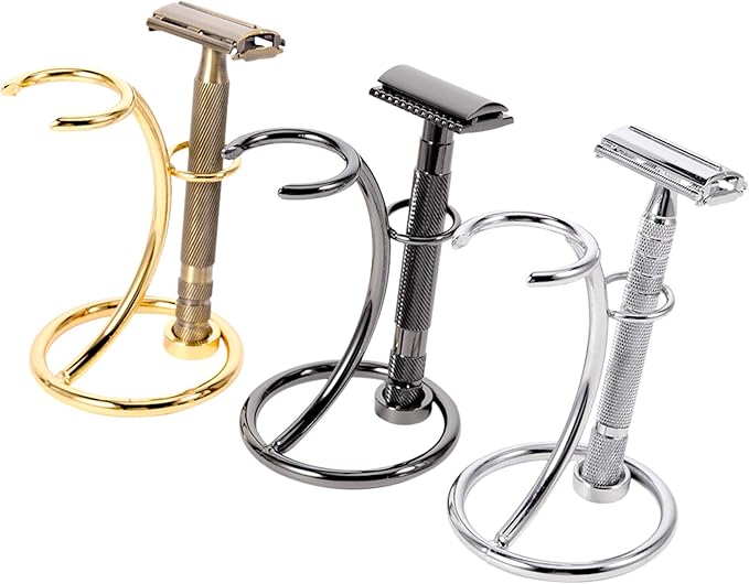 Grandslam Shaving Razor and Brush Stand Universal Holder for Safety Razor Storage Shave Brush Holder (gunmetal)