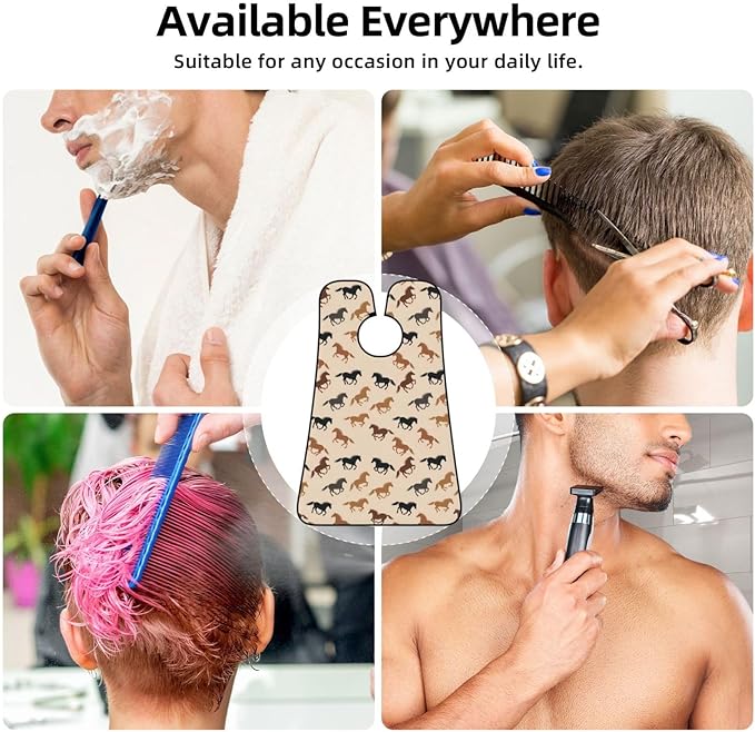 Non-Stick Beard Shaving Bib, Hair Catcher Apron with Suction Cups, Waterproof Grooming Tool for Men Husband, Wild Horse Racing Shave Bib