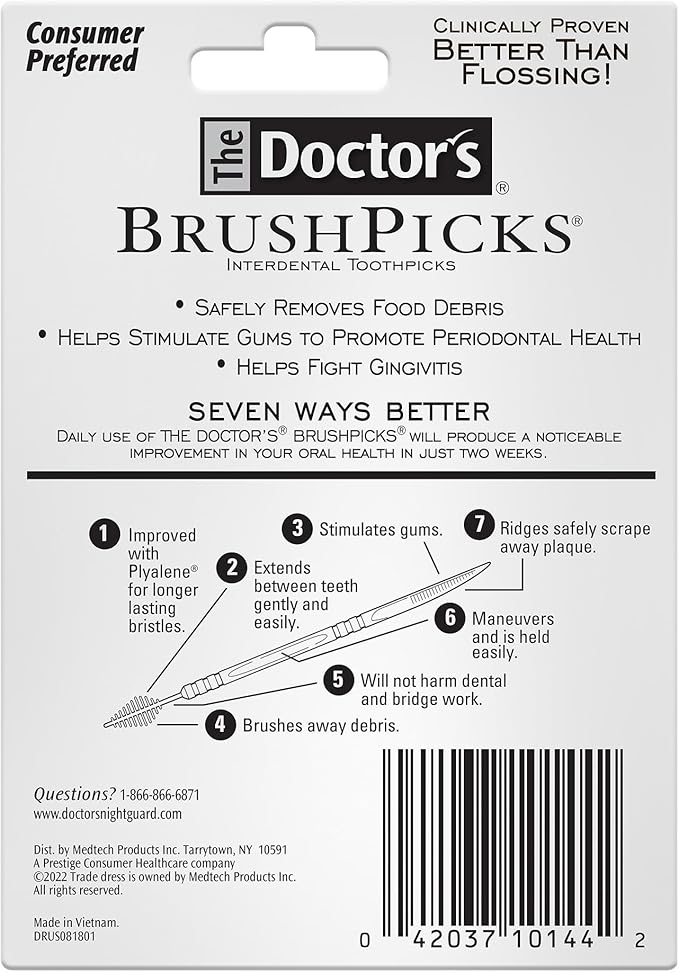 The Doctor's BrushPicks, Interdental Brushes & Dental Picks, Gently Remove Food Debris from Braces & Dental Work, 275 Count
